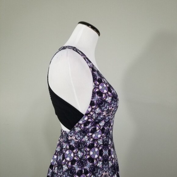 BCBGeneration Y2K Mini Dress XS Sleeveless Knit Cutout Blue Fog Kaleidoscope - Picture 5 of 12